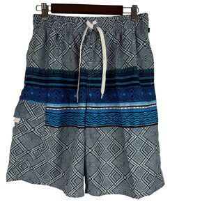 NBN Gear Men Swim Trunk Blue Shorts Size Large Geometric Print